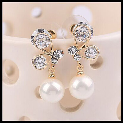 10元店爆款韩版锆石耳环 日韩精致时尚气质水钻耳钉耳环耳挂 女防过敏耳饰品（B4-1-4）