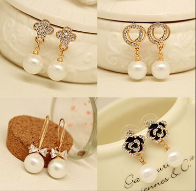 10元店爆款韩版锆石耳环 日韩精致时尚气质水钻耳钉耳环耳挂 女防过敏耳饰品（B4-1-4）