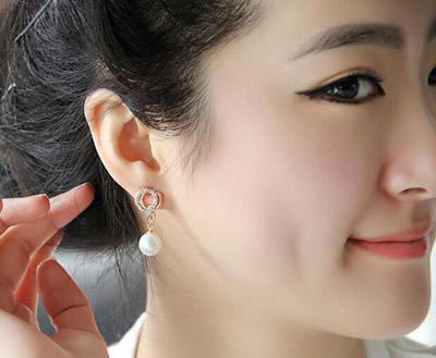 10元店爆款韩版锆石耳环 日韩精致时尚气质水钻耳钉耳环耳挂 女防过敏耳饰品（B4-1-4）