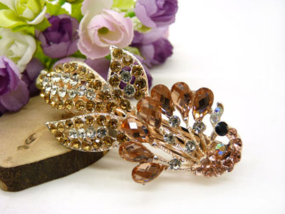 韩版优雅水晶发夹顶夹镶钻头饰品 水钻弹簧夹盘发卡 马尾夹-23号-16号C5-2-4