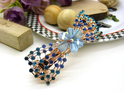 韩版发饰 顶夹 韩国 发夹 女头饰 琉璃水钻盘发发卡 横夹 弹簧夹C5-2-4