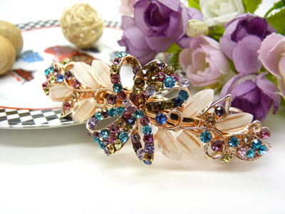 韩版发饰 顶夹 韩国 发夹 女头饰 琉璃水钻盘发发卡 横夹 弹簧夹C5-2-4