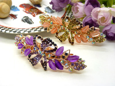 韩版发饰 顶夹 韩国 发夹 女头饰 琉璃水钻盘发发卡 横夹 弹簧夹C5-2-4