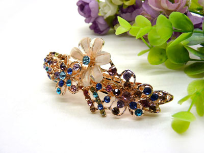 韩版发饰 顶夹 韩国 发夹 女头饰 琉璃水钻盘发发卡 横夹 弹簧夹C5-2-4