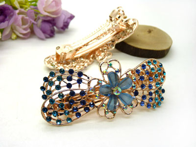 韩版发饰 顶夹 韩国 发夹 女头饰 琉璃水钻盘发发卡 横夹 弹簧夹C5-2-4