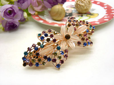 韩版发饰 顶夹 韩国 发夹 女头饰 琉璃水钻盘发发卡 横夹 弹簧夹C5-2-4