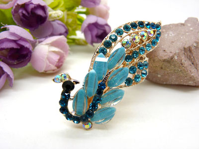 韩国水晶镶水钻合金大号横夹 弹簧夹一字夹 花朵马尾盘发卡子发夹-C5-3-3