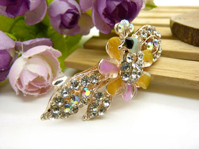 韩国水晶镶水钻合金大号横夹 弹簧夹一字夹 花朵马尾盘发卡子发夹-C5-3-3