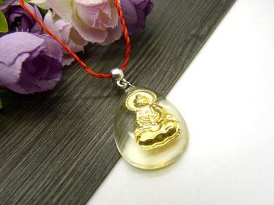 水晶镶金项坠观音佛 项链吊坠六C5-2-3