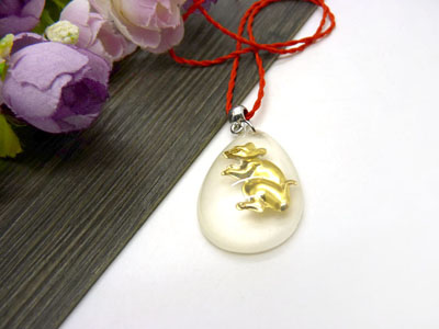 水晶镶金项坠十二生肖 项链吊坠C3-3-4