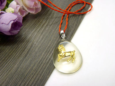 水晶镶金项坠十二生肖 项链吊坠C3-3-4