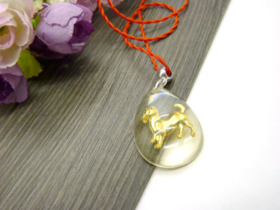 水晶镶金项坠十二生肖 项链吊坠C3-3-4