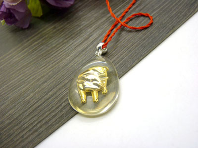 水晶镶金项坠十二生肖 项链吊坠C3-3-4