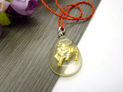 水晶镶金项坠十二生肖 项链吊坠C3-3-4