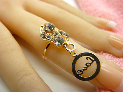 女款式指环 金色戒指 复古风女士宝石戒指 百搭款指环