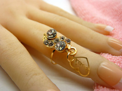 女款式指环 金色戒指 复古风女士宝石戒指 百搭款指环