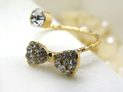 韩国韩版流行美 玫瑰金合金水钻 花朵海星款 闪亮尾戒指环