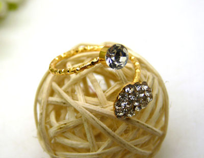 韩国韩版流行美 玫瑰金合金水钻 花朵海星款 闪亮尾戒指环