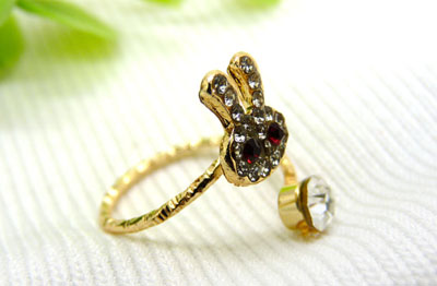 韩国韩版流行美 玫瑰金合金水钻 花朵海星款 闪亮尾戒指环