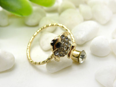 韩国韩版流行美 玫瑰金合金水钻 花朵海星款 闪亮尾戒指环