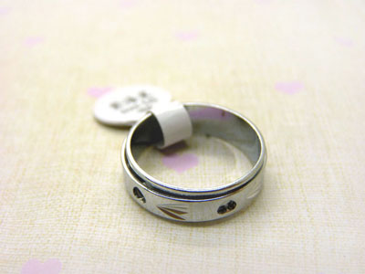 钛钢饰品供应 腐蚀长城纹转动戒指 男士双层转戒 不锈钢戒指