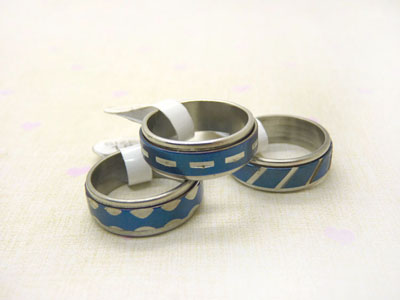 时尚韩版蓝色情怀钛钢戒指 潮流简约男戒指 潮人单身个性指环饰品 