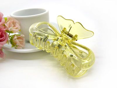 韩国 摔不断树脂镂空蝴蝶结发抓夹盘发发饰 洗澡发夹-9338---C6-3-6