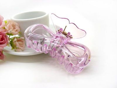 韩国 摔不断树脂镂空蝴蝶结发抓夹盘发发饰 洗澡发夹-9338---C6-3-6