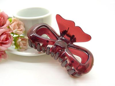 韩国 摔不断树脂镂空蝴蝶结发抓夹盘发发饰 洗澡发夹-9338---C6-3-6