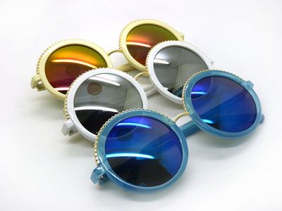 彩色太子镜圆形反光墨镜 圆框男士复古太阳镜 潮女款太阳眼镜-527-10