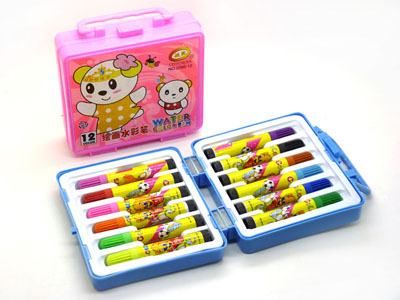 水彩笔12 色儿童画笔无毒粗杆多功能套装礼盒 -2392-12色水彩笔E9-1-5