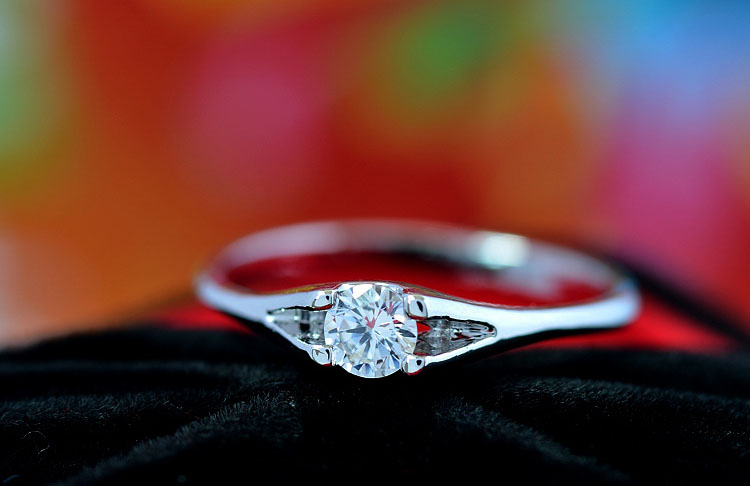 韩国韩版指环 仿真结婚钻石戒指 潮女饰品婚戒 送戒指盒珠联璧合 -14号