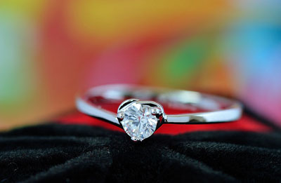 韩国韩版指环 仿真结婚钻石戒指 潮女饰品婚戒 送戒指盒珠联璧合 -15号