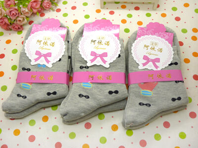 自产自销正版阿伊诺彩棉精品卡通纯棉袜中筒春秋冬季潮款八B33-4-3