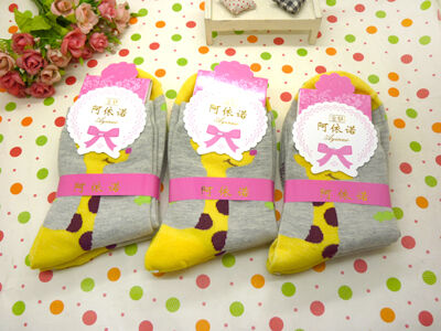 自产自销正版阿伊诺彩棉精品卡通纯棉袜中筒春秋冬季潮款八B33-4-3
