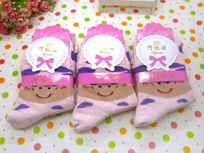 自产自销正版阿伊诺彩棉精品卡通纯棉袜中筒春秋冬季潮款八B33-4-3