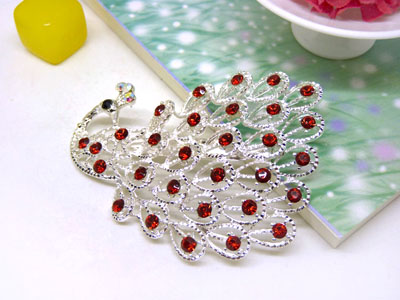 欧美复古超大夸张满钻孔雀胸针时尚气质胸花披肩扣针女伶达饰品 -34号B2-1-5-6