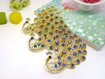 欧美复古超大夸张满钻孔雀胸针时尚气质胸花披肩扣针女伶达饰品 -34号B2-1-5-6