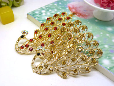 欧美复古超大夸张满钻孔雀胸针时尚气质胸花披肩扣针女伶达饰品 -34号B2-1-5-6