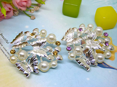 手工定制时尚银色百搭花朵夸张天然贝壳珍珠胸针欧美饰品 -29号B2-1-5-6