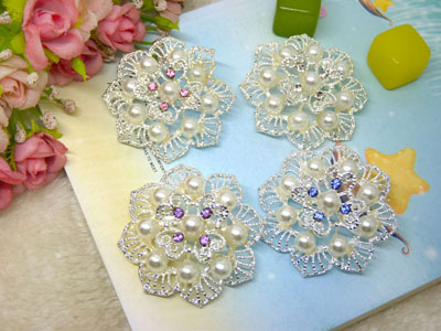 手工定制时尚银色百搭花朵夸张天然贝壳珍珠胸针欧美饰品 -29号B2-1-5-6