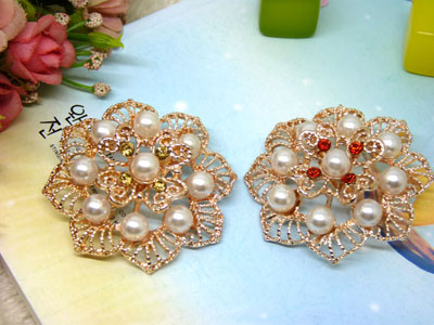 手工定制时尚银色百搭花朵夸张天然贝壳珍珠胸针欧美饰品 -29号B2-1-5-6