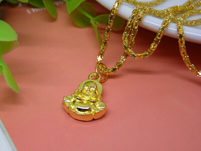 金笑佛吊坠纯金饰品女童项链锁骨链女式 金佛六C4-2-3