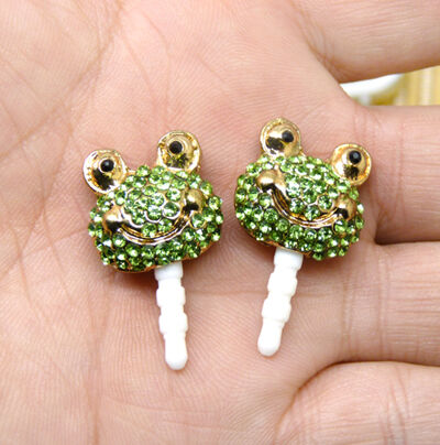 Frog可爱奢华水钻合金立体 耳机孔通用耳机塞 手机防尘塞(B3-2-1)