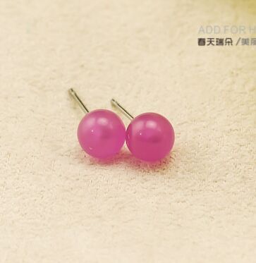 2号日韩多彩百搭可爱七彩糖果色耳环 QQ球球耳钉 耳饰