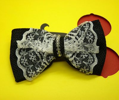 韩国发饰 新款热卖布艺蕾丝蝴蝶结发夹 弹簧夹厂家批发C3-3-1