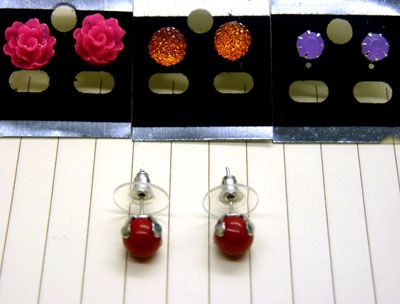 百搭简约风格彩色珍珠防过敏小耳钉C6-2-3