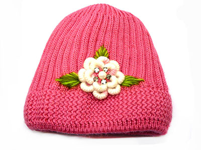冬季韩版女士新款双层珍珠刺绣帽子时尚户外加厚毛线帽保暖纯色针织帽批发A12-1-1