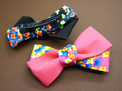 韩版绒布双层蝴蝶结领结压发夹 发卡 头饰批发B4-2-3