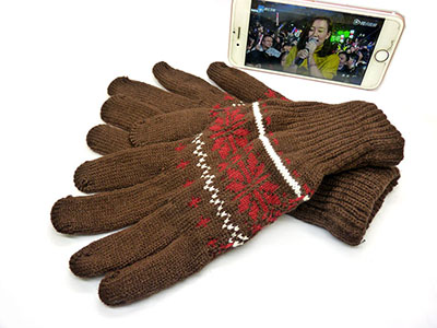冬季爆款成人触摸屏保暖手套时尚图案提花触屏手套仿羊绒手套